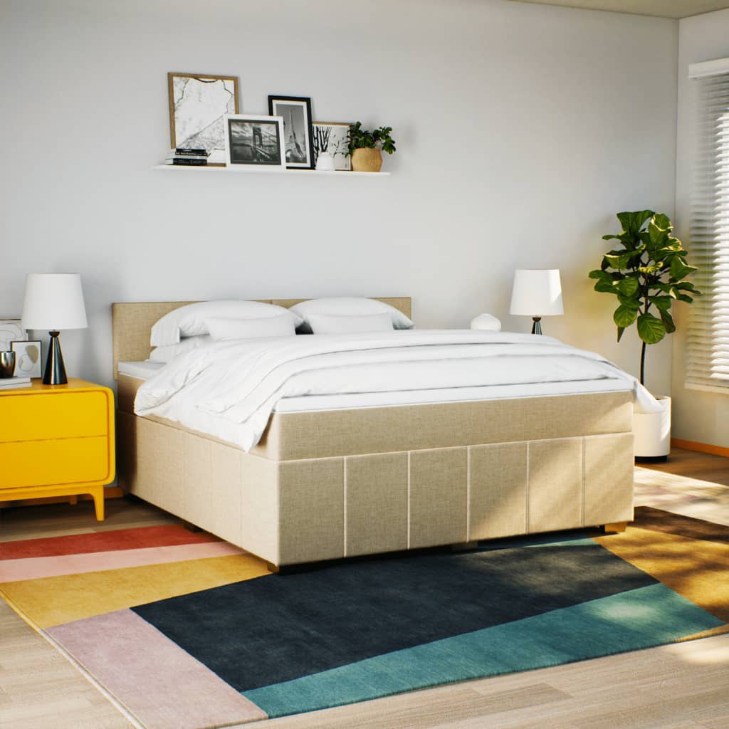Κρεβάτι Boxspring με Στρώμα Κρεμ 180x200 εκ. Υφασμάτινο - Pakobazaar