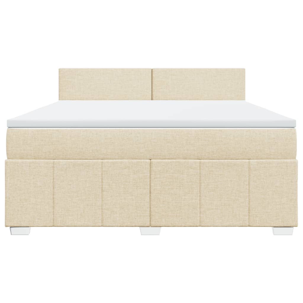 Κρεβάτι Boxspring με Στρώμα Κρεμ 180x200 εκ. Υφασμάτινο - Pakobazaar