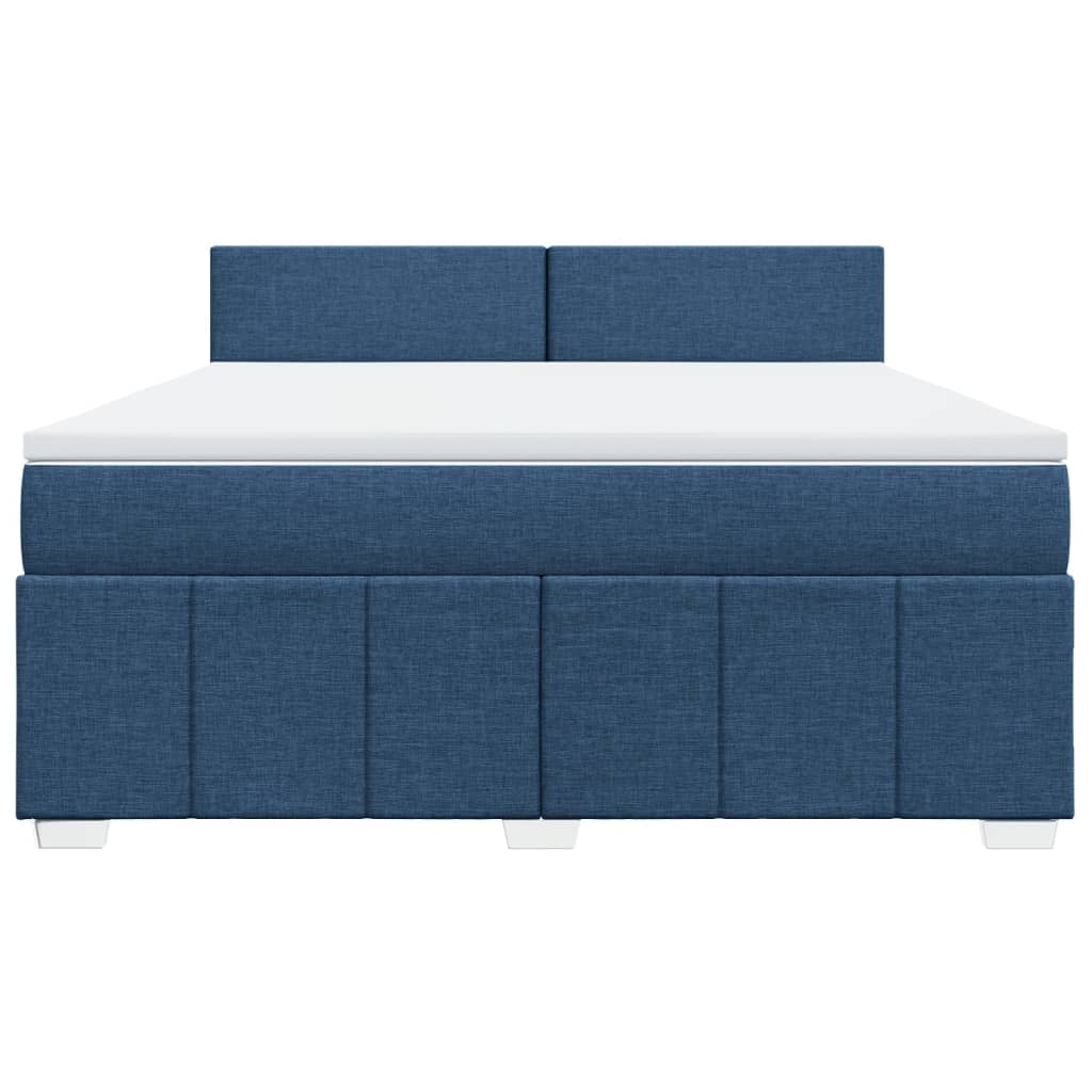 Κρεβάτι Boxspring με Στρώμα Μπλε 180x200 εκ. Υφασμάτινο