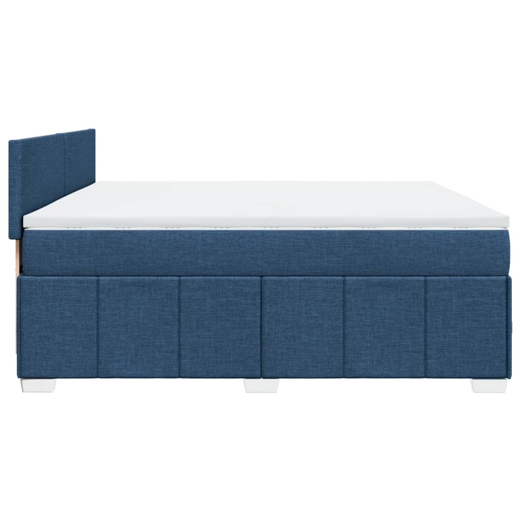 Κρεβάτι Boxspring με Στρώμα Μπλε 180x200 εκ. Υφασμάτινο