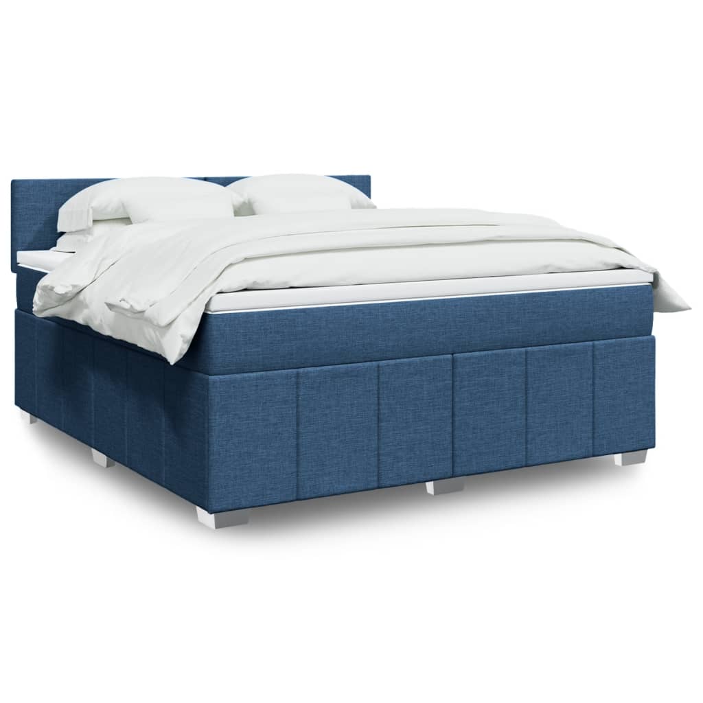 Κρεβάτι Boxspring με Στρώμα Μπλε 180x200 εκ. Υφασμάτινο