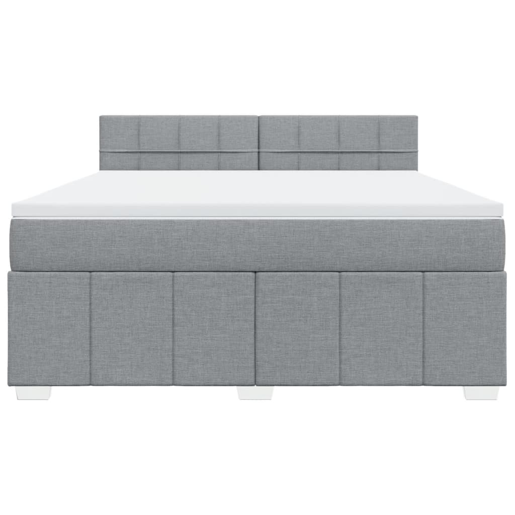 Κρεβάτι Boxspring με Στρώμα Ανοιχτό Γκρι 180x200 εκ. Υφασμάτινο