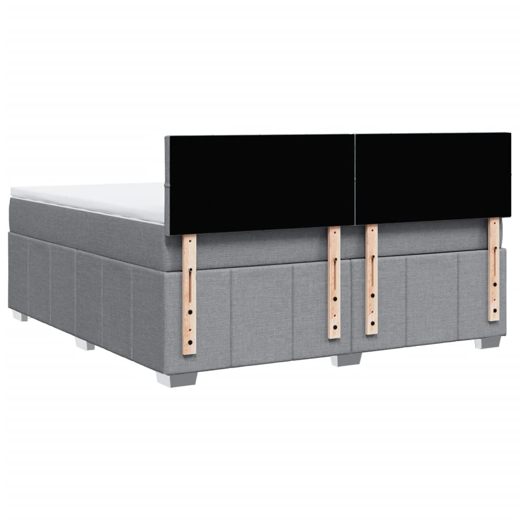 Κρεβάτι Boxspring με Στρώμα Ανοιχτό Γκρι 180x200 εκ. Υφασμάτινο