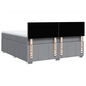 Κρεβάτι Boxspring με Στρώμα Ανοιχτό Γκρι 180x200 εκ. Υφασμάτινο