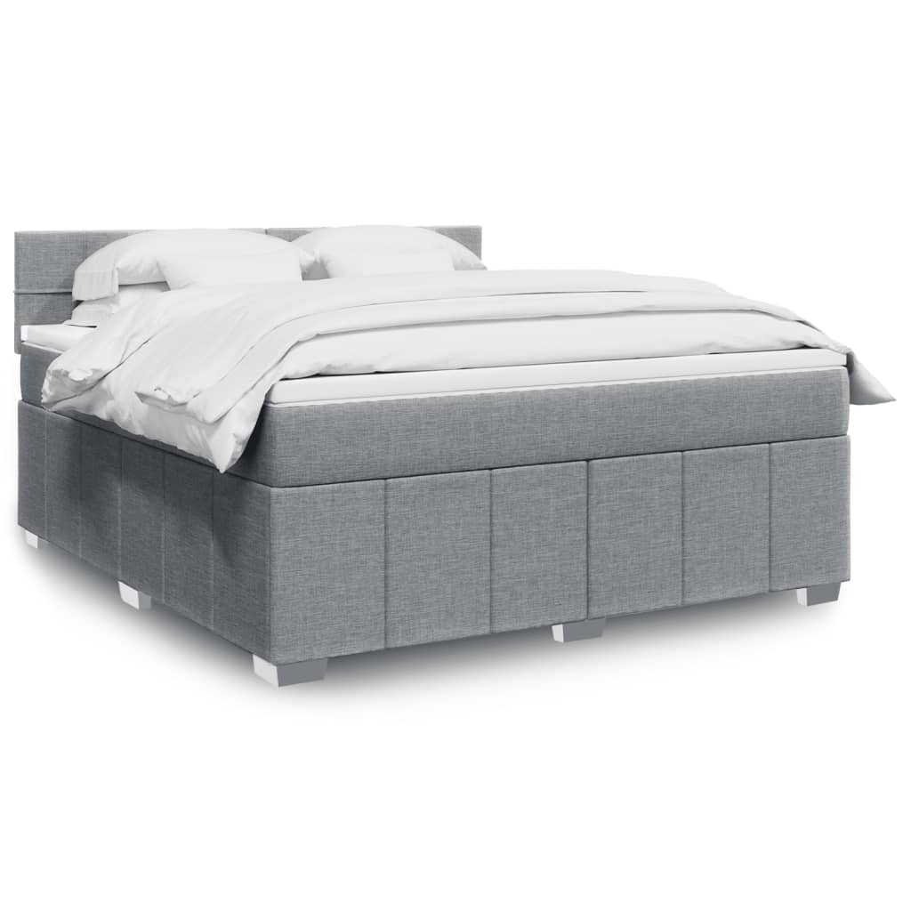 Κρεβάτι Boxspring με Στρώμα Ανοιχτό Γκρι 180x200 εκ. Υφασμάτινο