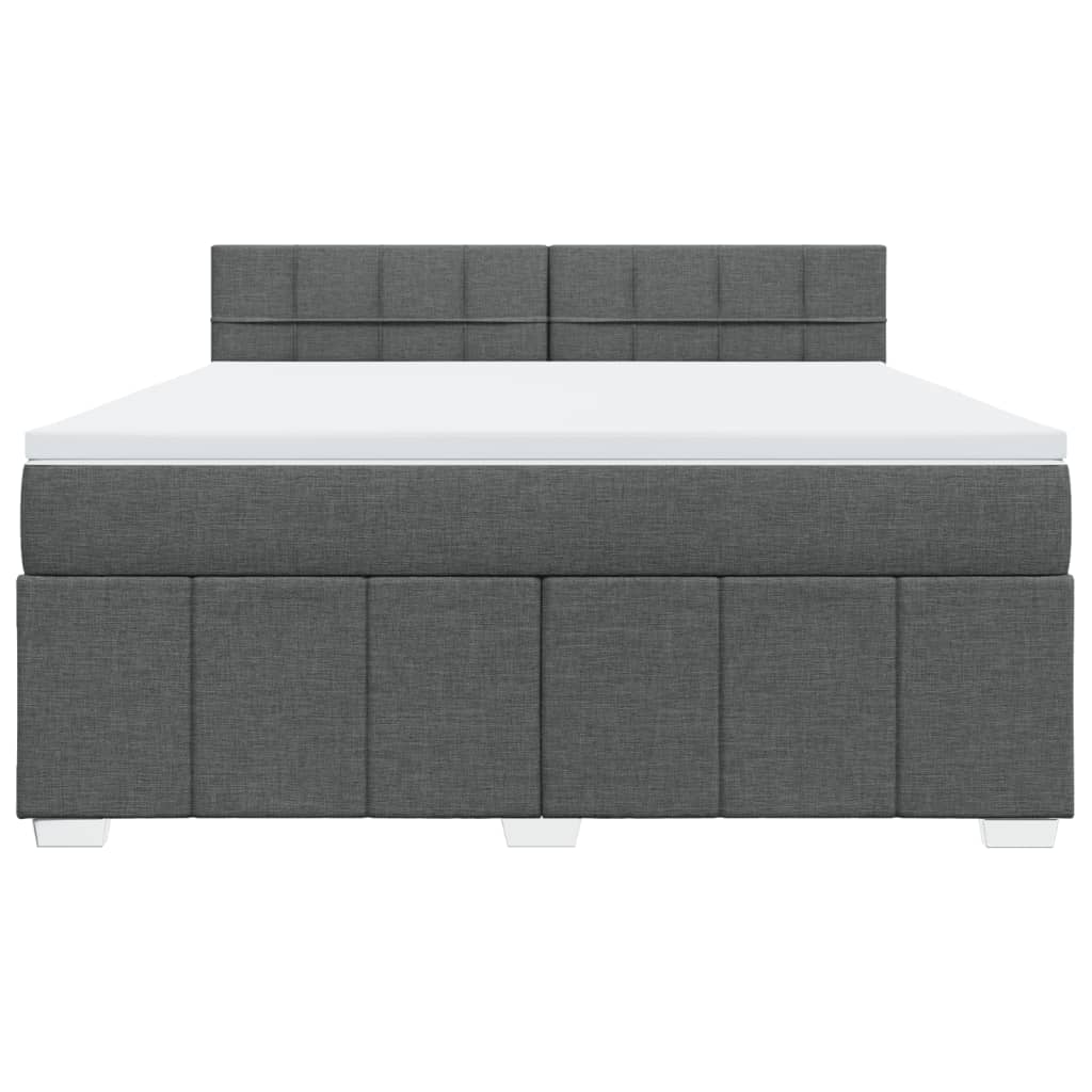 Κρεβάτι Boxspring με Στρώμα Σκούρο Γκρι 180x200 εκ Υφασμάτιν