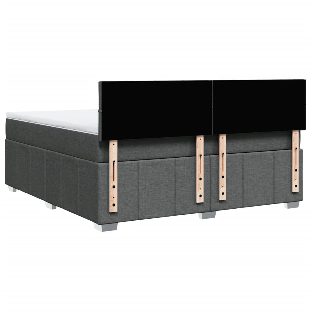 Κρεβάτι Boxspring με Στρώμα Σκούρο Γκρι 180x200 εκ Υφασμάτιν