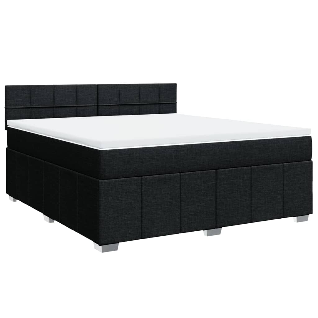 Κρεβάτι Boxspring με Στρώμα Μαύρο 180x200 εκ. Υφασμάτινο - Pakobazaar