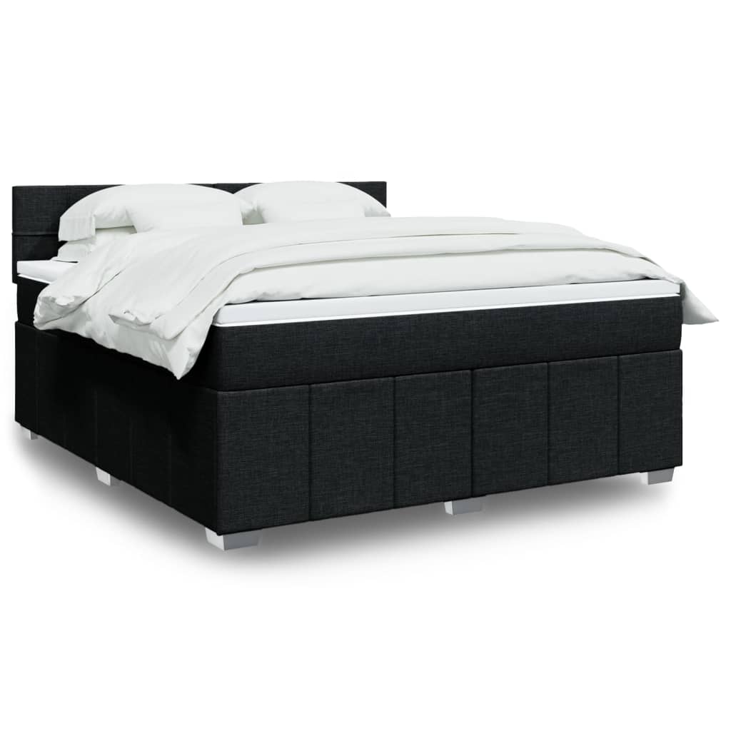 Κρεβάτι Boxspring με Στρώμα Μαύρο 180x200 εκ. Υφασμάτινο - Pakobazaar