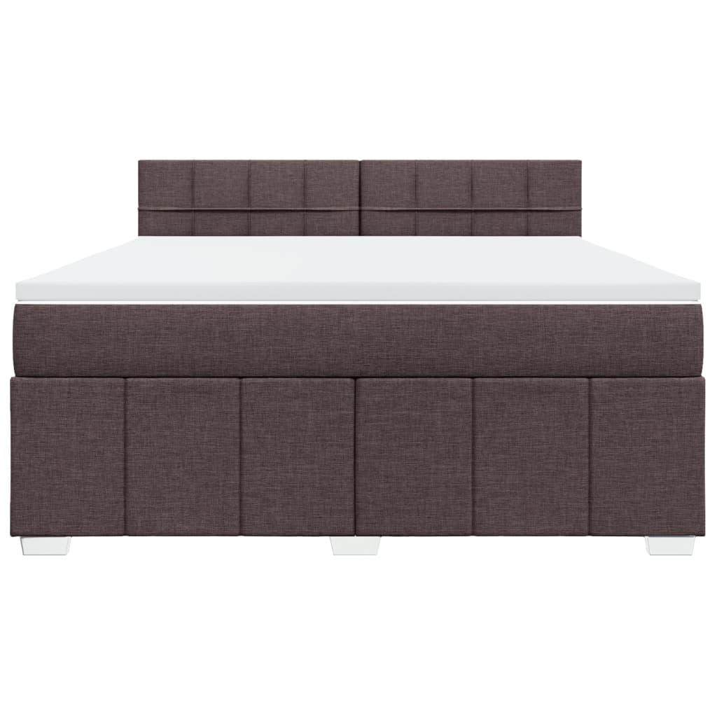 Κρεβάτι Boxspring με Στρώμα Σκούρο Καφέ 180x200 εκ Υφασμάτινο - Pakobazaar