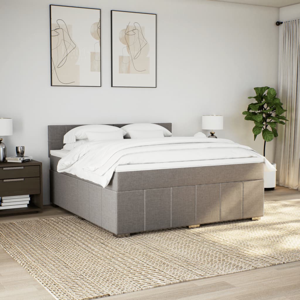 Κρεβάτι Boxspring με Στρώμα Taupe 180x200 εκ. Υφασμάτινο - Pakobazaar