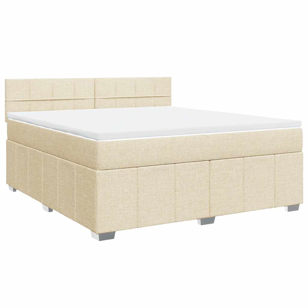 Κρεβάτι Boxspring με Στρώμα Κρεμ 180x200 εκ. Υφασμάτινο - Pakobazaar
