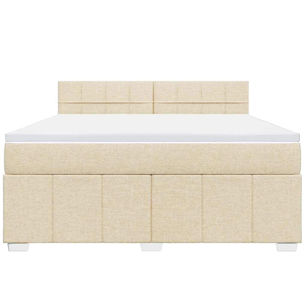 Κρεβάτι Boxspring με Στρώμα Κρεμ 180x200 εκ. Υφασμάτινο - Pakobazaar