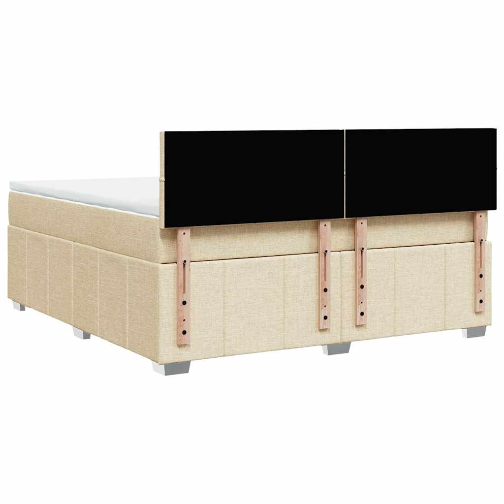 Κρεβάτι Boxspring με Στρώμα Κρεμ 180x200 εκ. Υφασμάτινο - Pakobazaar