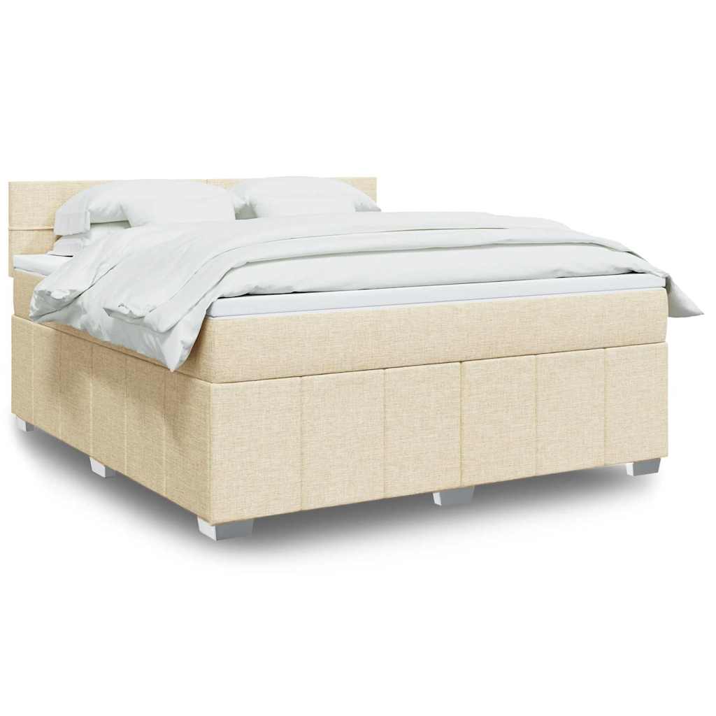 Κρεβάτι Boxspring με Στρώμα Κρεμ 180x200 εκ. Υφασμάτινο - Pakobazaar