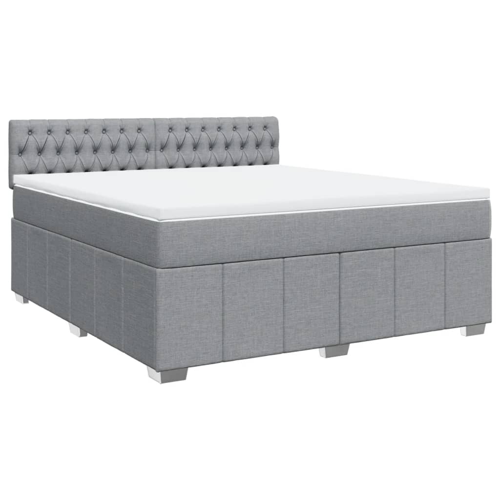 Κρεβάτι Boxspring με Στρώμα Ανοιχτό Γκρι 180x200 εκ. Υφασμάτινο - Pakobazaar