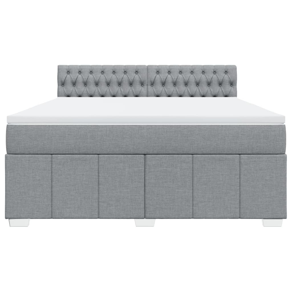 Κρεβάτι Boxspring με Στρώμα Ανοιχτό Γκρι 180x200 εκ. Υφασμάτινο - Pakobazaar