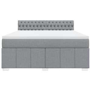 Κρεβάτι Boxspring με Στρώμα Ανοιχτό Γκρι 180x200 εκ. Υφασμάτινο - Pakobazaar