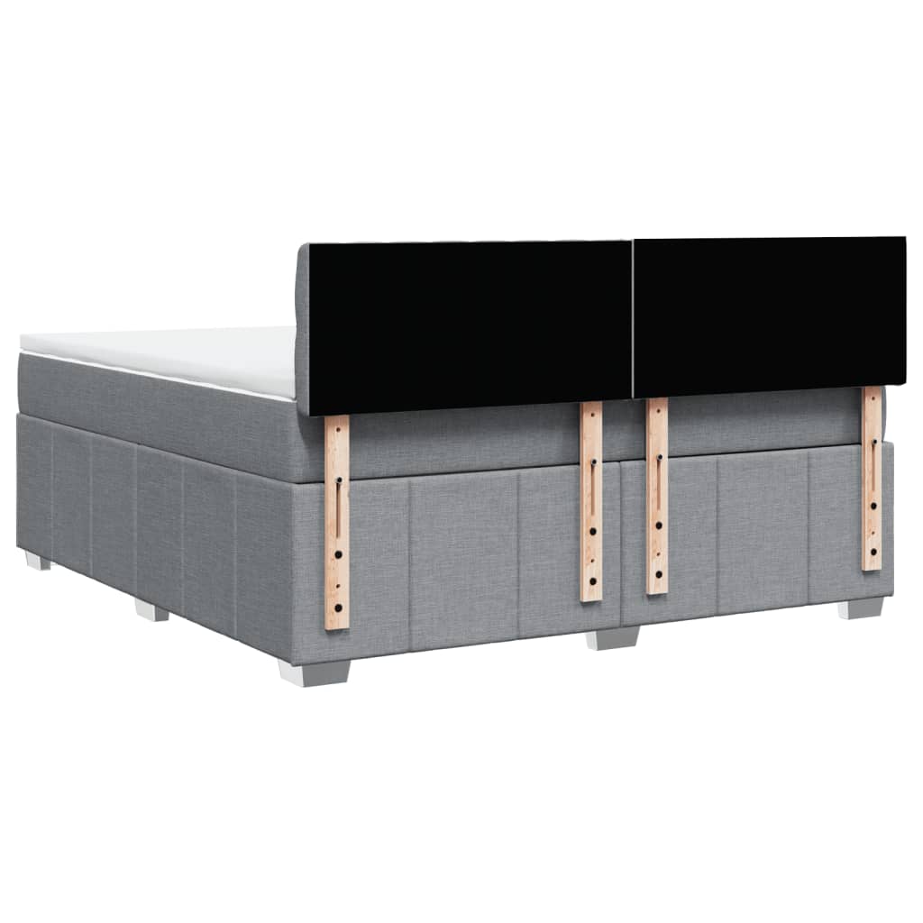 Κρεβάτι Boxspring με Στρώμα Ανοιχτό Γκρι 180x200 εκ. Υφασμάτινο - Pakobazaar