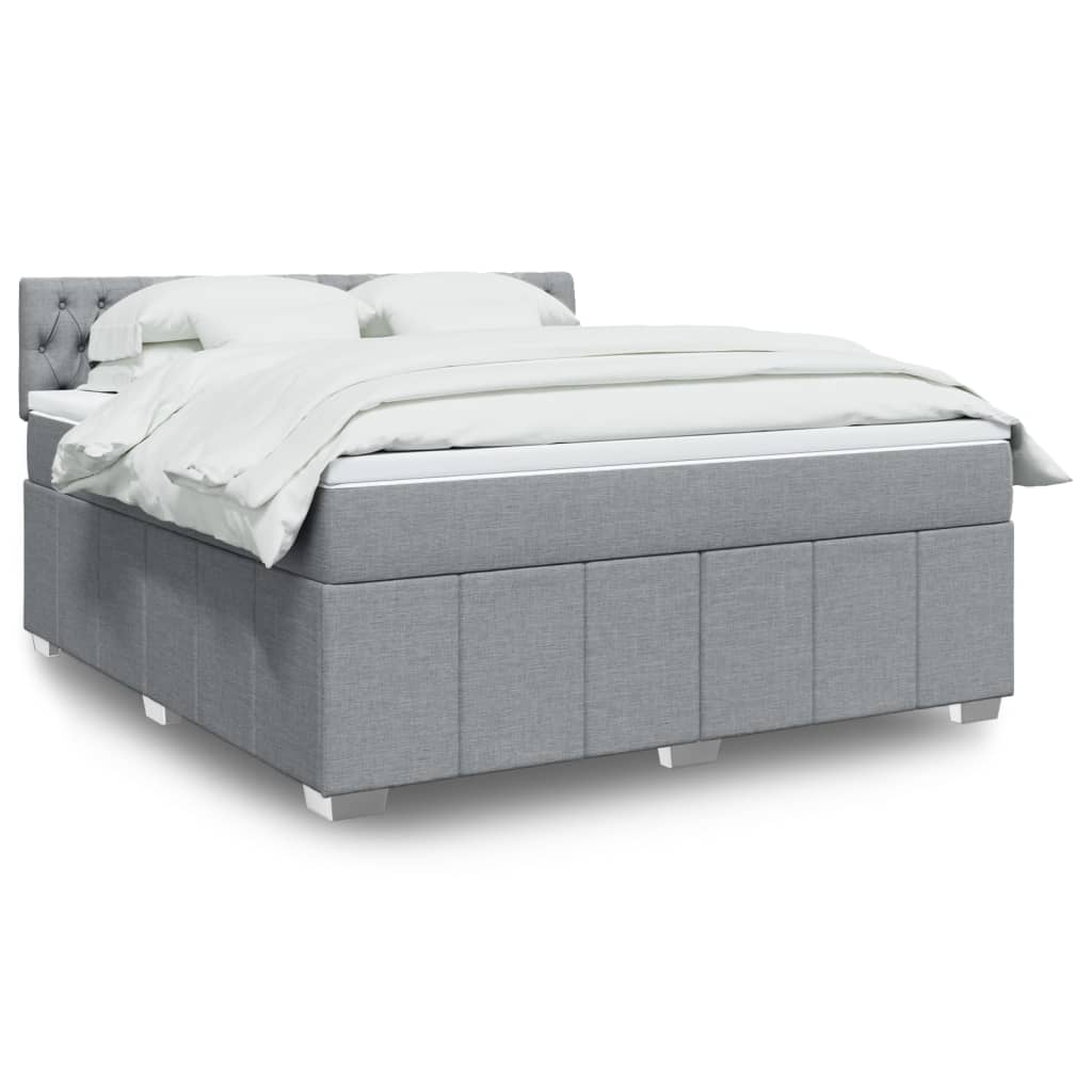 Κρεβάτι Boxspring με Στρώμα Ανοιχτό Γκρι 180x200 εκ. Υφασμάτινο - Pakobazaar