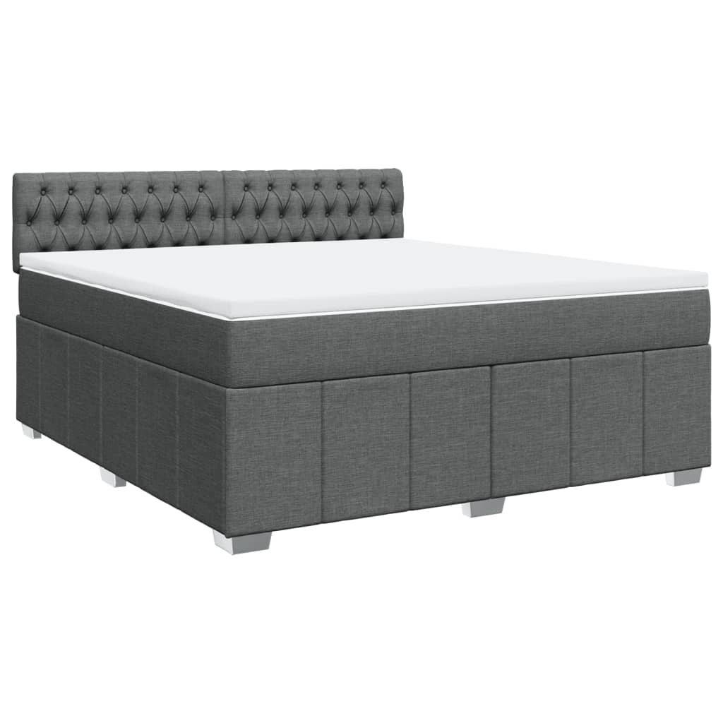 Κρεβάτι Boxspring με Στρώμα Σκούρο Γκρι 180x200 εκ Υφασμάτιν - Pakobazaar