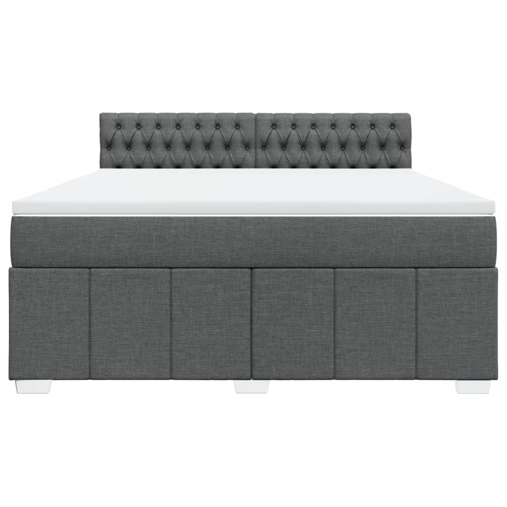 Κρεβάτι Boxspring με Στρώμα Σκούρο Γκρι 180x200 εκ Υφασμάτιν - Pakobazaar