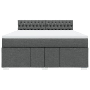 Κρεβάτι Boxspring με Στρώμα Σκούρο Γκρι 180x200 εκ Υφασμάτιν - Pakobazaar