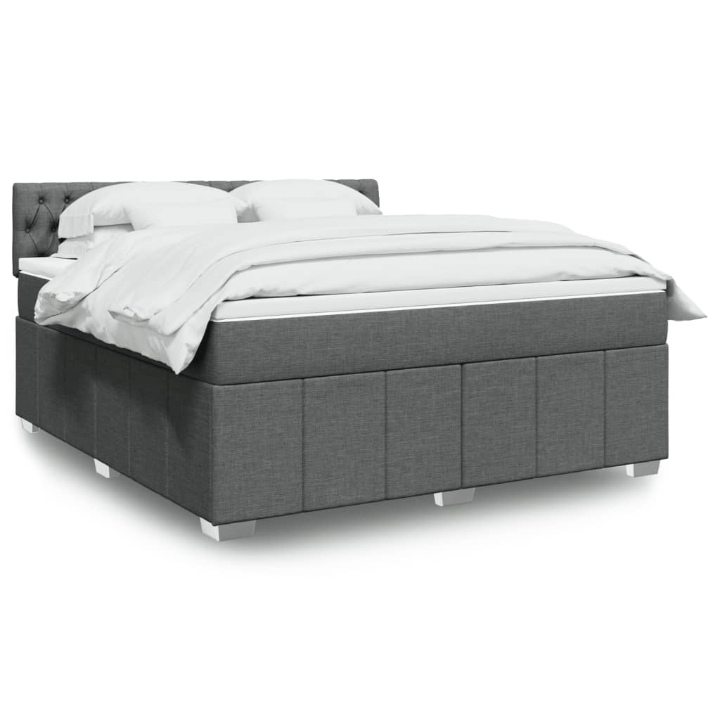 Κρεβάτι Boxspring με Στρώμα Σκούρο Γκρι 180x200 εκ Υφασμάτιν - Pakobazaar