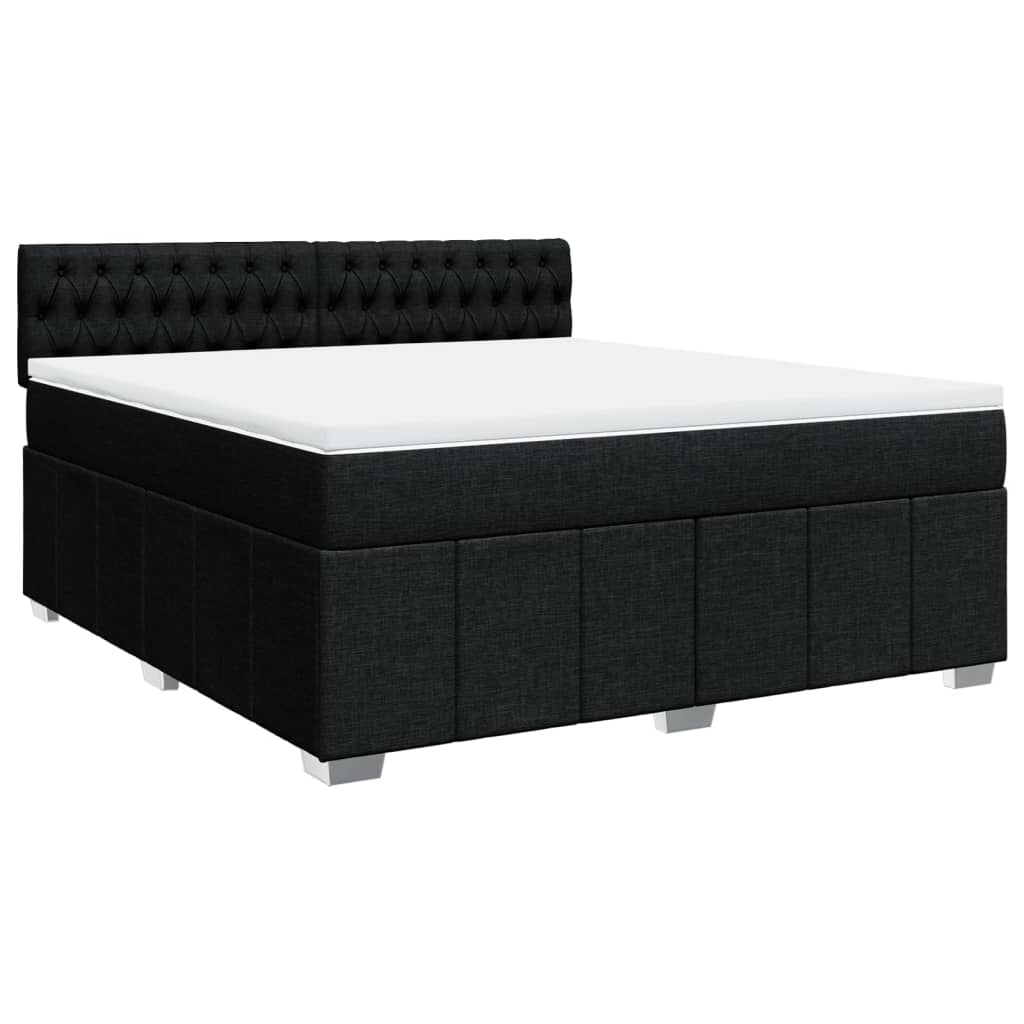 Κρεβάτι Boxspring με Στρώμα Μαύρο 180x200 εκ. Υφασμάτινο - Pakobazaar
