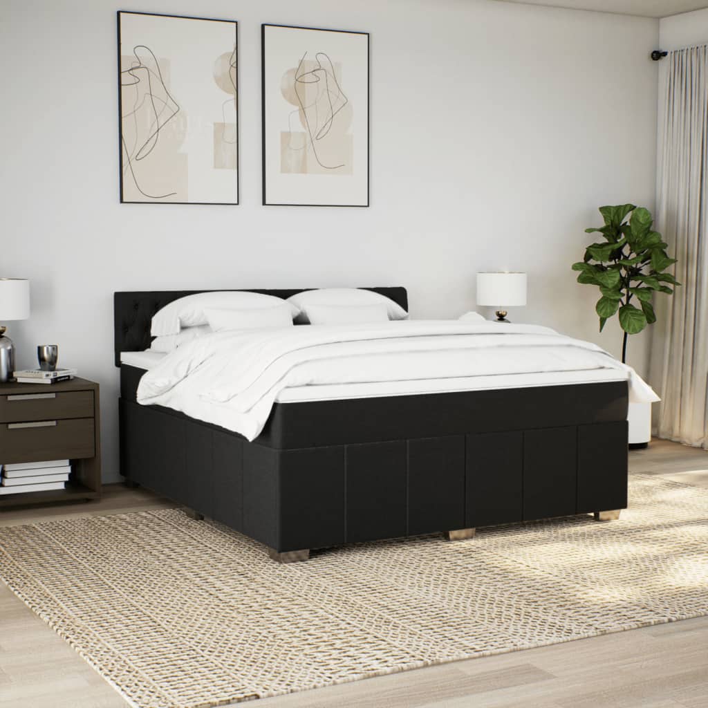 Κρεβάτι Boxspring με Στρώμα Μαύρο 180x200 εκ. Υφασμάτινο - Pakobazaar