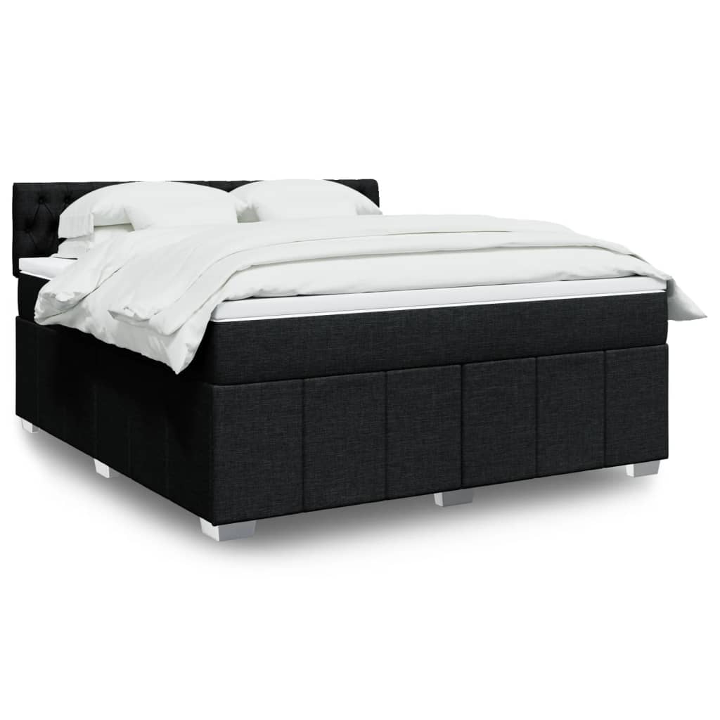 Κρεβάτι Boxspring με Στρώμα Μαύρο 180x200 εκ. Υφασμάτινο - Pakobazaar