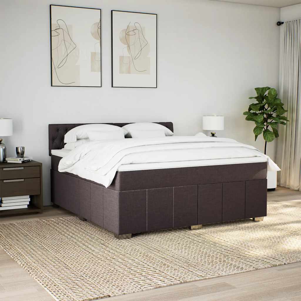 Κρεβάτι Boxspring με Στρώμα Σκούρο Καφέ 180x200 εκ Υφασμάτινο - Pakobazaar