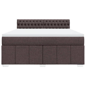 Κρεβάτι Boxspring με Στρώμα Σκούρο Καφέ 180x200 εκ Υφασμάτινο - Pakobazaar
