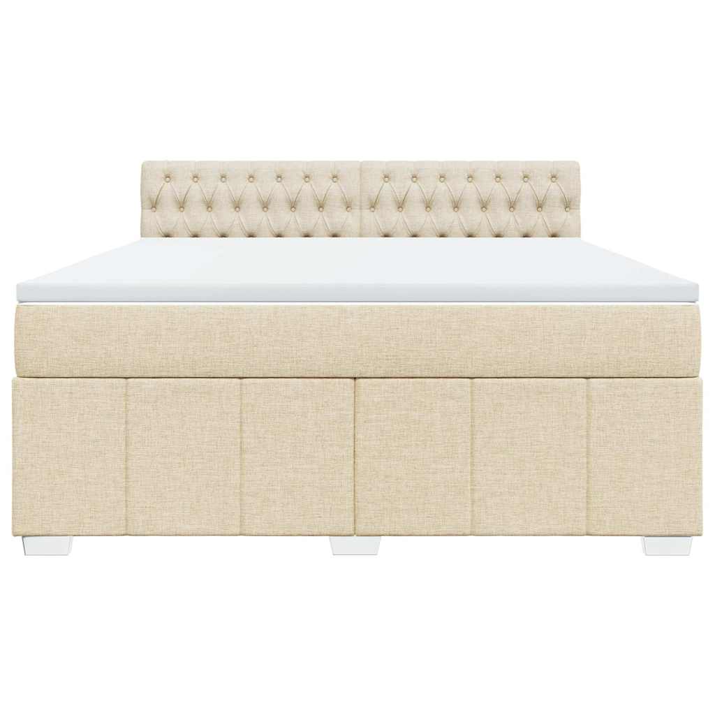 Κρεβάτι Boxspring με Στρώμα Κρεμ 180x200 εκ. Υφασμάτινο - Pakobazaar