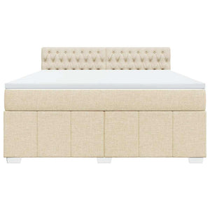 Κρεβάτι Boxspring με Στρώμα Κρεμ 180x200 εκ. Υφασμάτινο - Pakobazaar