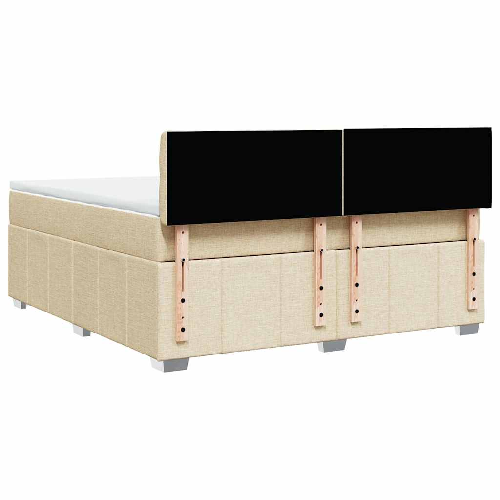 Κρεβάτι Boxspring με Στρώμα Κρεμ 180x200 εκ. Υφασμάτινο - Pakobazaar