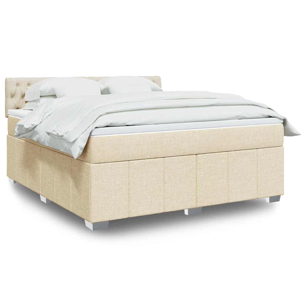 Κρεβάτι Boxspring με Στρώμα Κρεμ 180x200 εκ. Υφασμάτινο - Pakobazaar