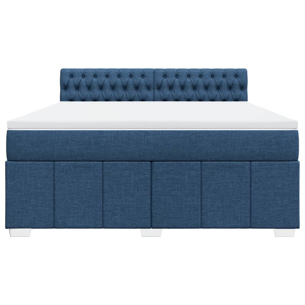 Κρεβάτι Boxspring με Στρώμα Μπλε 180x200 εκ. Υφασμάτινο - Pakobazaar