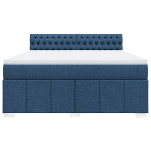 Κρεβάτι Boxspring με Στρώμα Μπλε 180x200 εκ. Υφασμάτινο - Pakobazaar