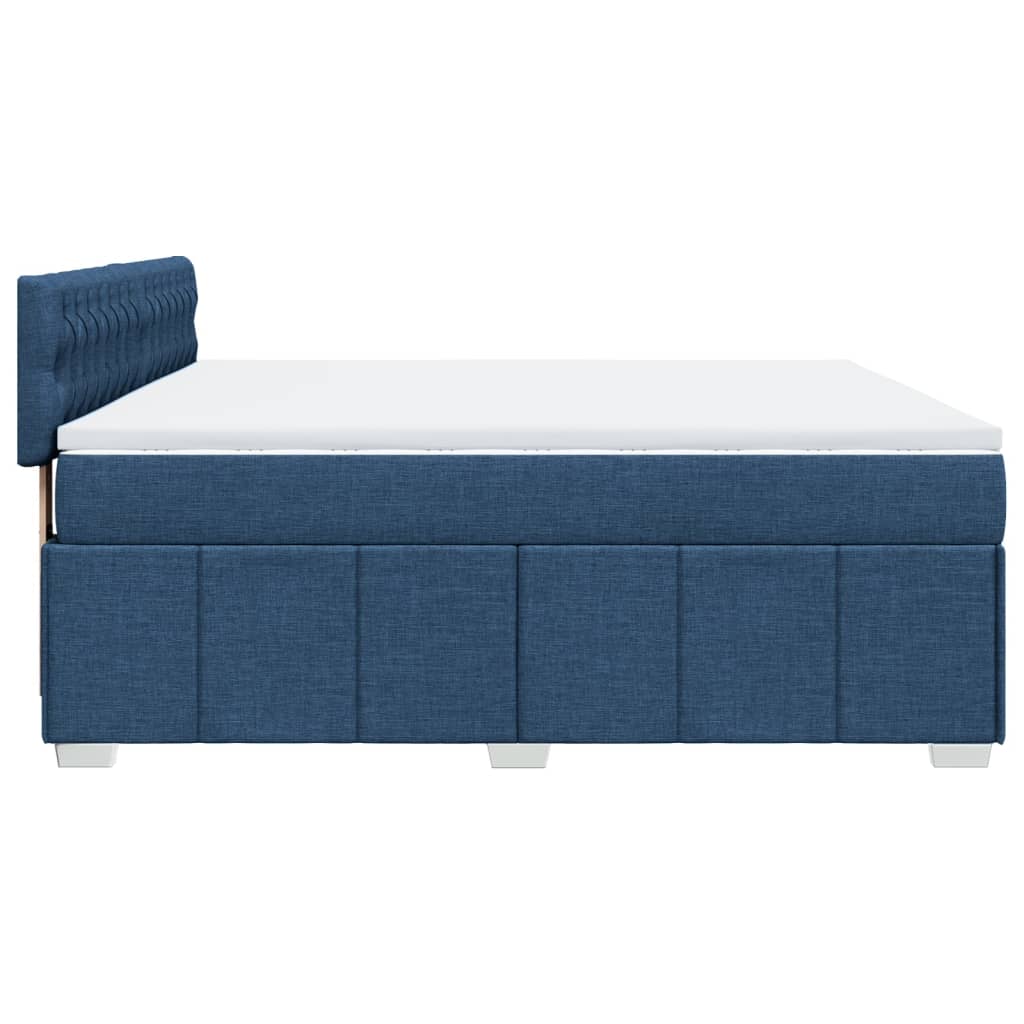 Κρεβάτι Boxspring με Στρώμα Μπλε 180x200 εκ. Υφασμάτινο - Pakobazaar