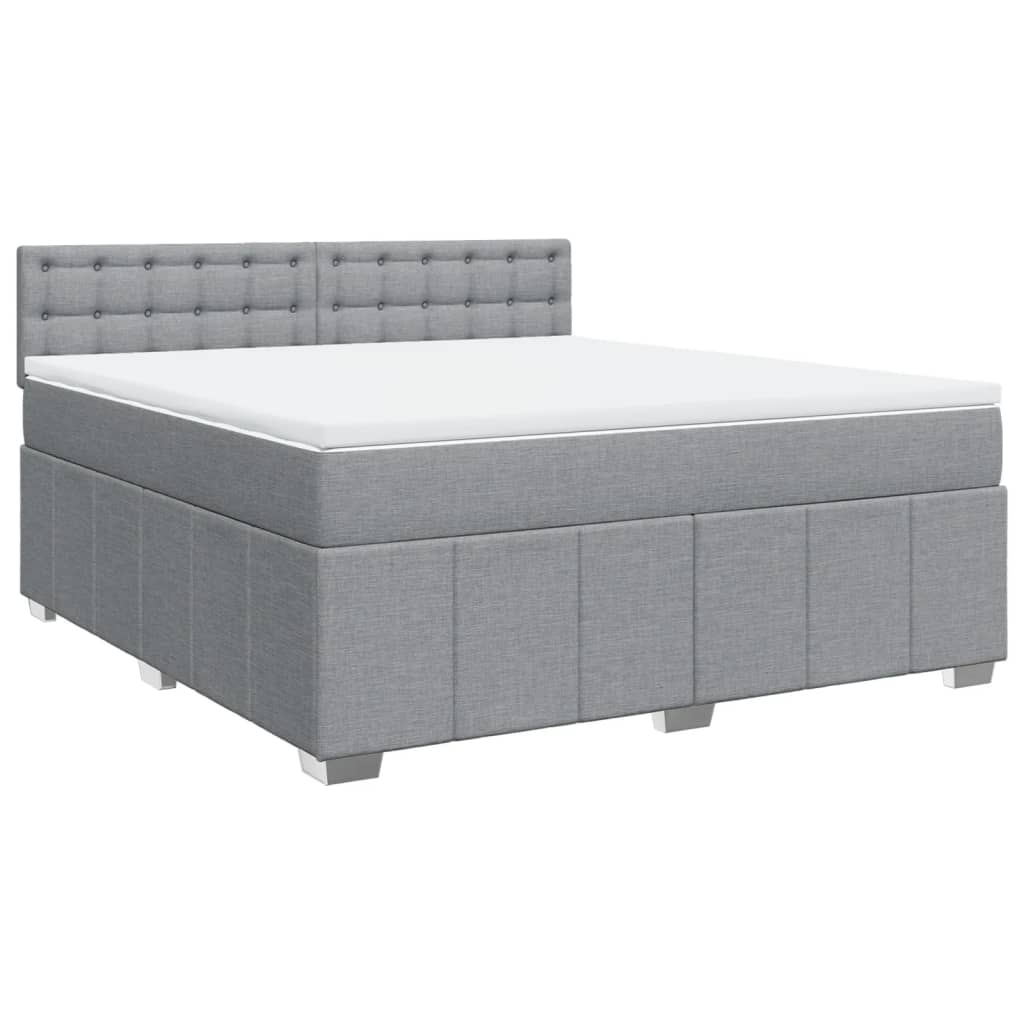 Κρεβάτι Boxspring με Στρώμα Ανοιχτό Γκρι 180x200 εκ. Υφασμάτινο