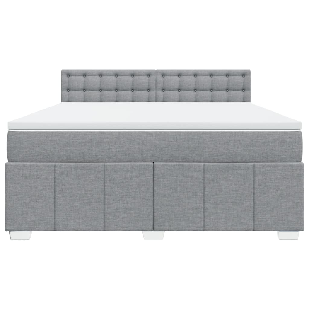 Κρεβάτι Boxspring με Στρώμα Ανοιχτό Γκρι 180x200 εκ. Υφασμάτινο