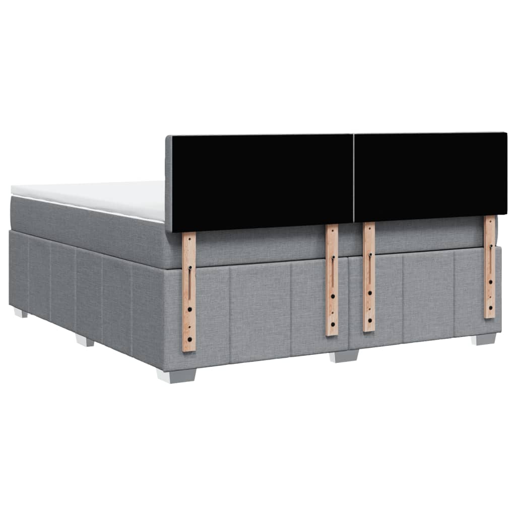 Κρεβάτι Boxspring με Στρώμα Ανοιχτό Γκρι 180x200 εκ. Υφασμάτινο