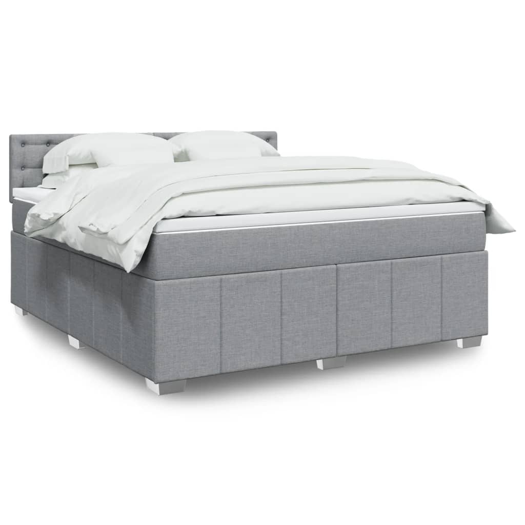 Κρεβάτι Boxspring με Στρώμα Ανοιχτό Γκρι 180x200 εκ. Υφασμάτινο