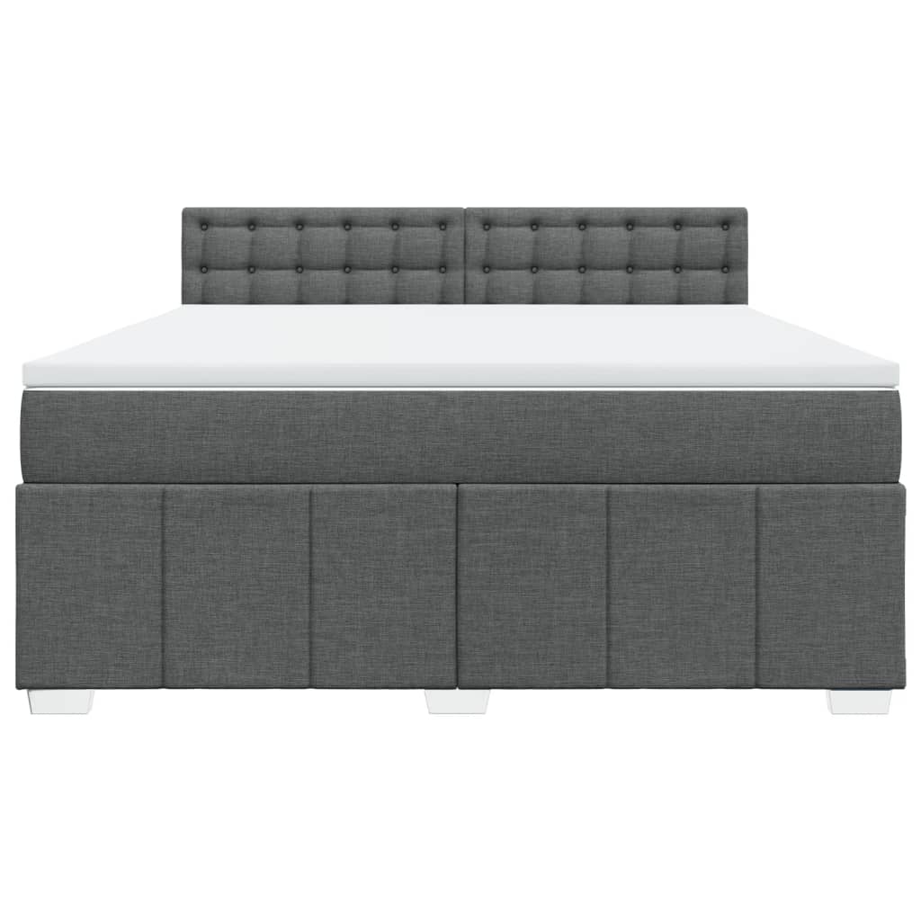 Κρεβάτι Boxspring με Στρώμα Σκούρο Γκρι 180x200 εκ Υφασμάτιν