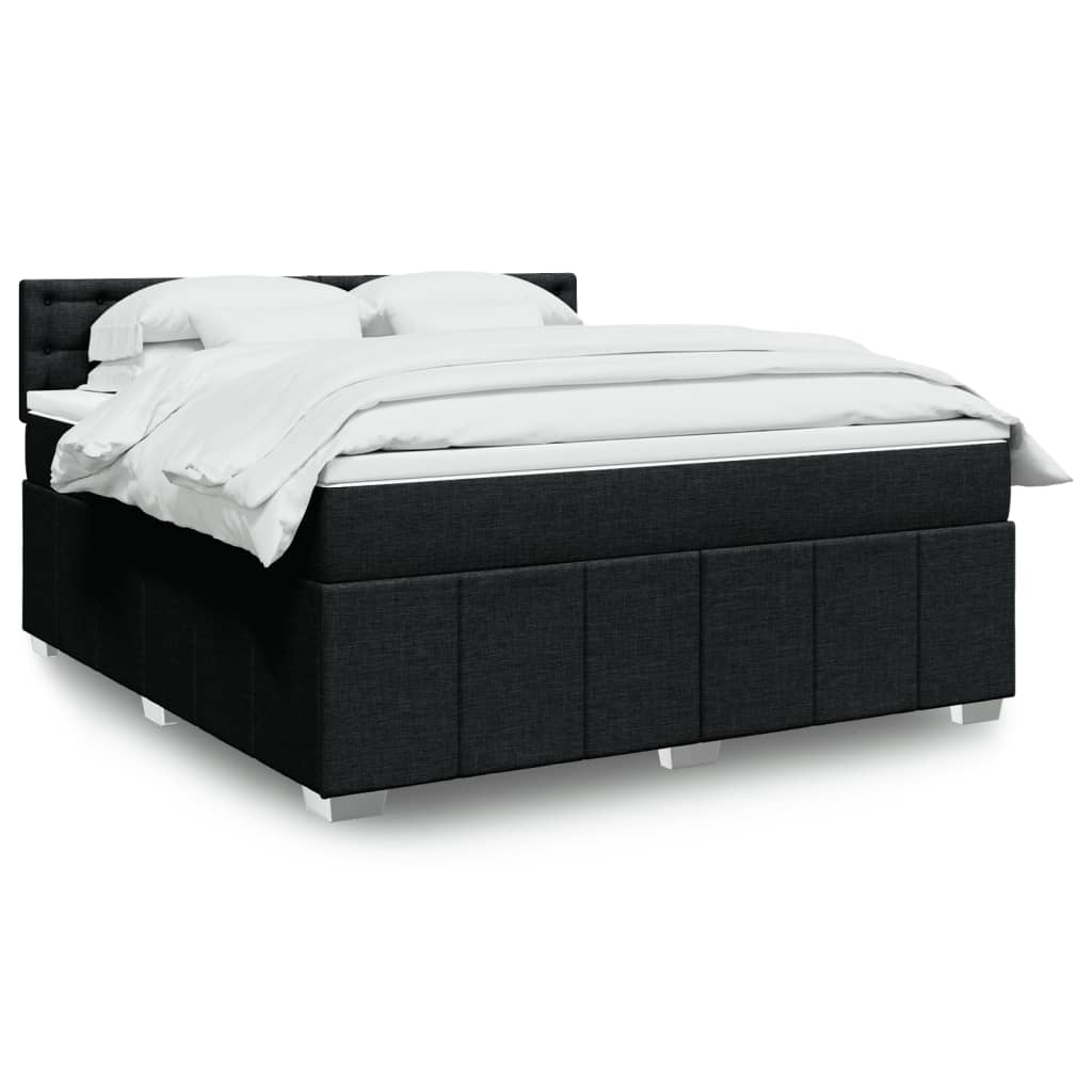 Κρεβάτι Boxspring με Στρώμα Μαύρο 180x200 εκ. Υφασμάτινο - Pakobazaar