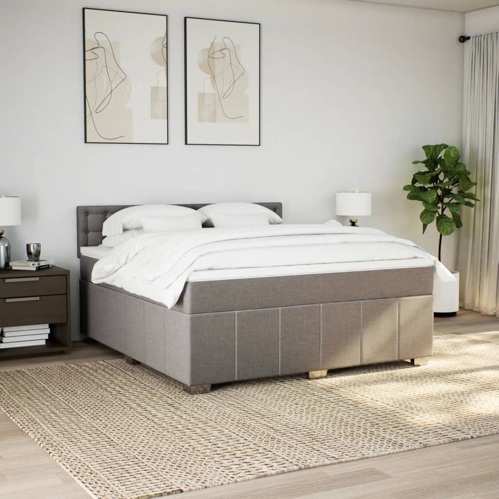 Κρεβάτι Boxspring με Στρώμα Taupe 180x200 εκ. Υφασμάτινο - Pakobazaar