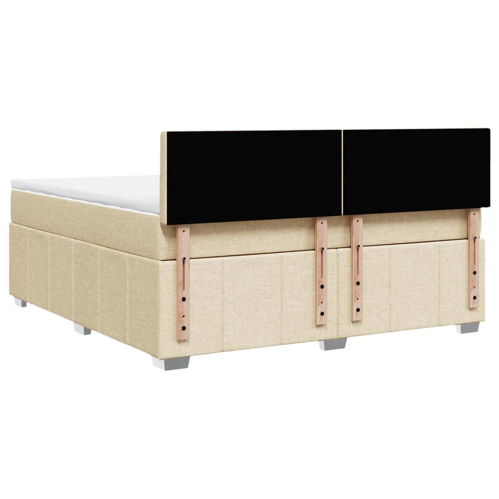 Κρεβάτι Boxspring με Στρώμα Κρεμ 180x200 εκ. Υφασμάτινο