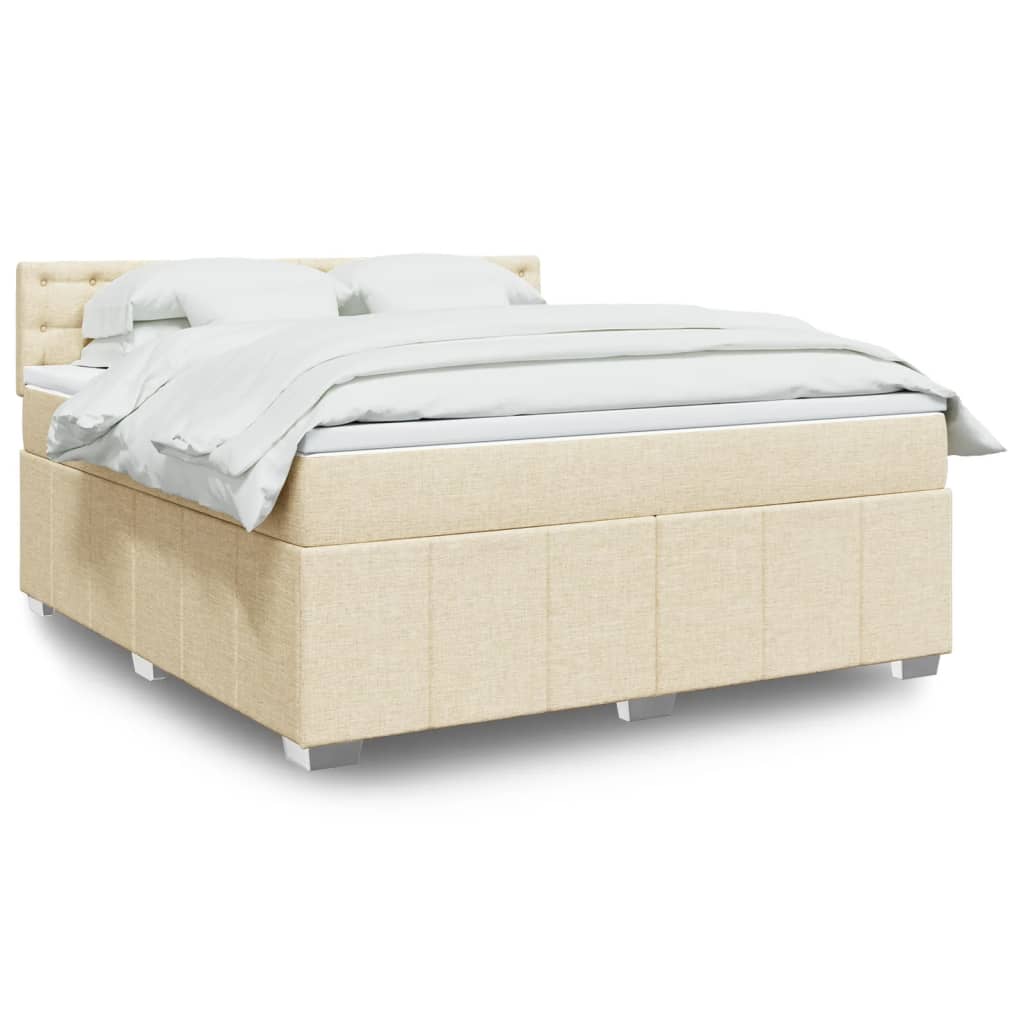 Κρεβάτι Boxspring με Στρώμα Κρεμ 180x200 εκ. Υφασμάτινο