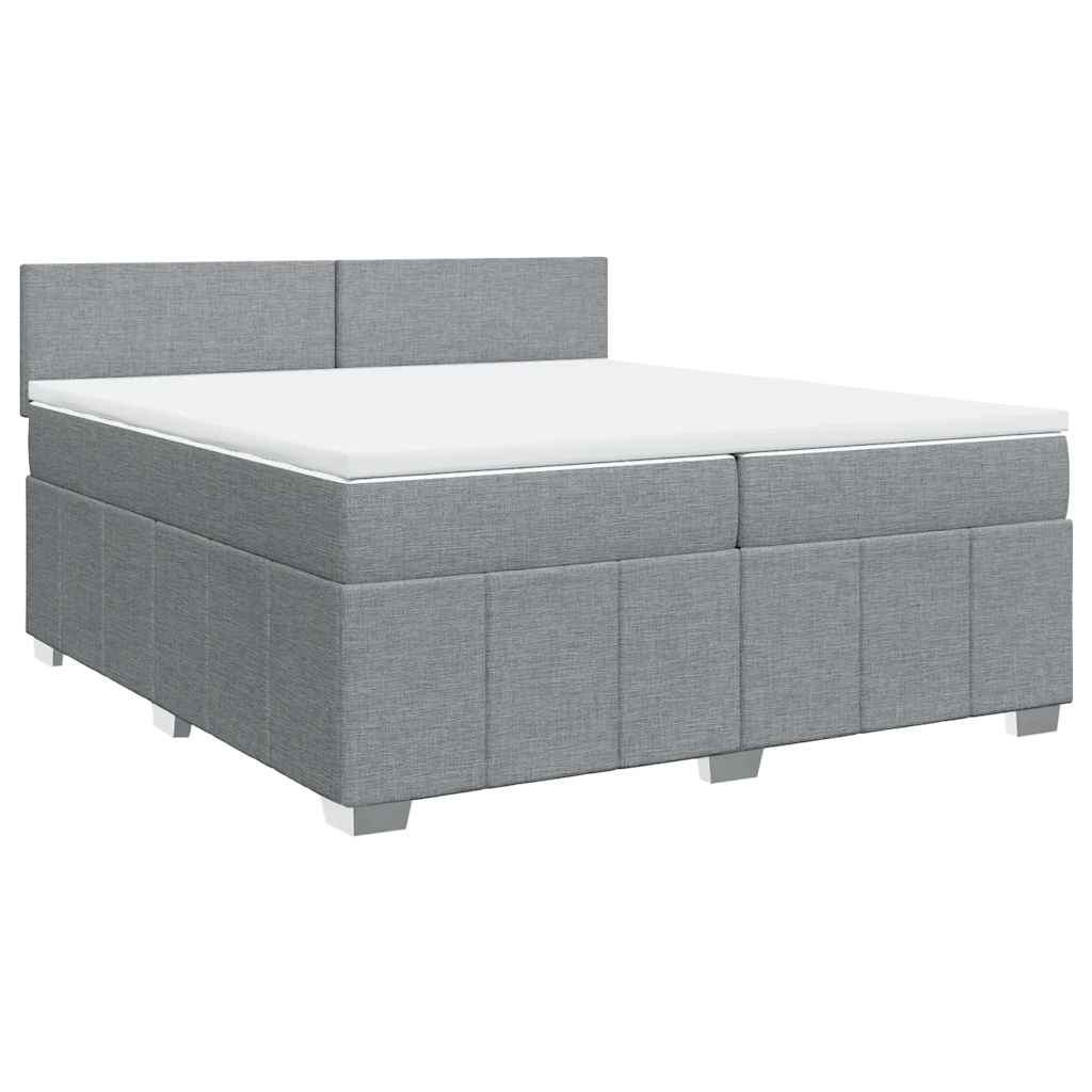 Κρεβάτι Boxspring με Στρώμα Ανοιχτό Γκρι 200x200 εκ. Υφασμάτινο - Pakobazaar